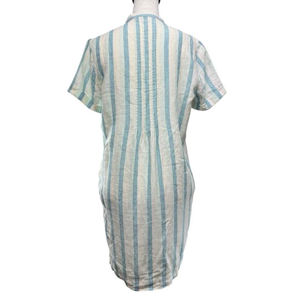 Faherty Gemini 100% Linen Shift Dress Size XS Stripes Pleats Pockets Stripped - Picture 5 of 11